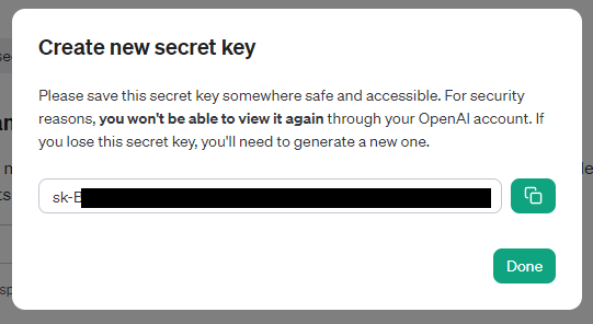 Platform OpenAI - Chave secreta de acesso a API