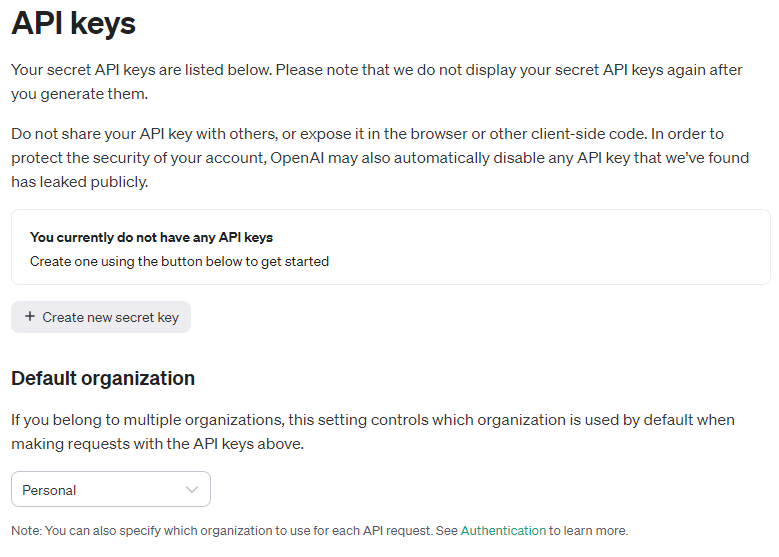 Platform OpenAI - Criar API Key