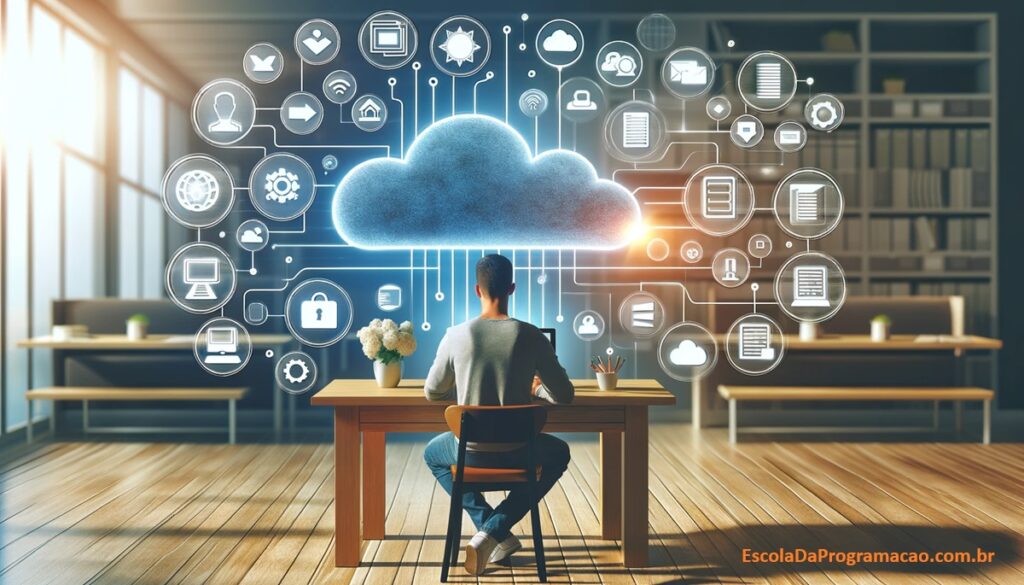 Pessoa explorando Cloud Computing